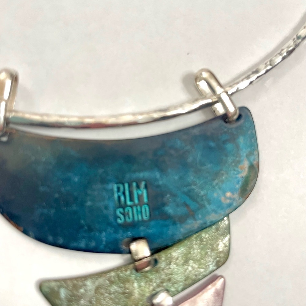 Vintage RLM Soho collar necklace modernist western rodeo silver tone NWT - Picture 9 of 10